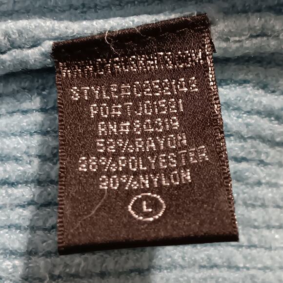 Cyrus Knit Top Light Blue Size Large Long Sleeve Round Neckline Cable Knit - Picture 10 of 13